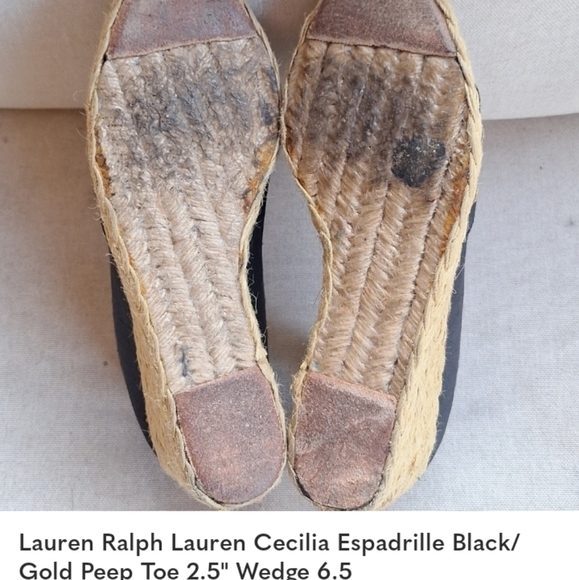 LAUREN Ralph Lauren Women's Black Wedge Espadrilles - Picture 6 of 7